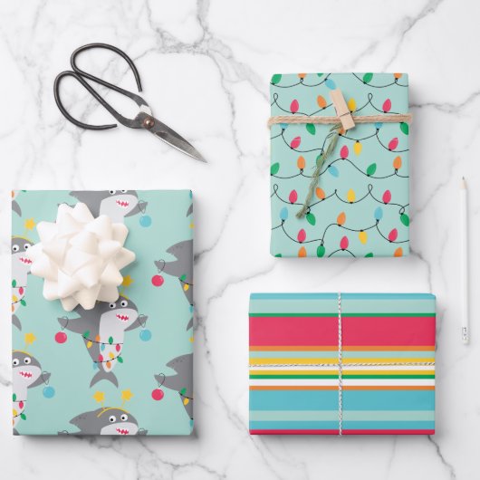 Grappige haai kerst inpakpapier vel (Voorkant)