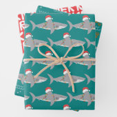 Grappige haai kerst inpakpapier vel (In situ)