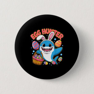 Grappige haai paashaas schattig eier jager  ronde button 5,7 cm
