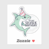 Grappige HAAI Verjaardags Cartoon Kinderen Tiener Sticker (Vel)