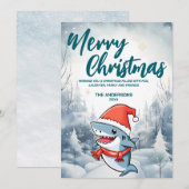 Grappige Haai Vrolijk Kerstboom sneeuw Vakantie fe Feestdagenkaart (Voorkant / Achterkant)