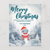Grappige Haai Vrolijk Kerstboom sneeuw Vakantie fe Feestdagenkaart (Voorkant)