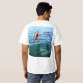 Grappige haai wil octopus, t-shirt (Achterkant volledig)
