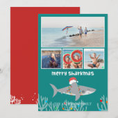 Grappige Haaien Foto Kerst Platte Vakantiekaart Feestdagenkaart (Voorkant / Achterkant)