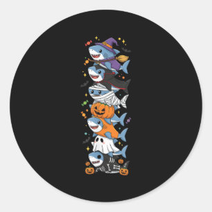 Grappige Haaien Heks Vampier Geest Halloween Kinde Ronde Sticker