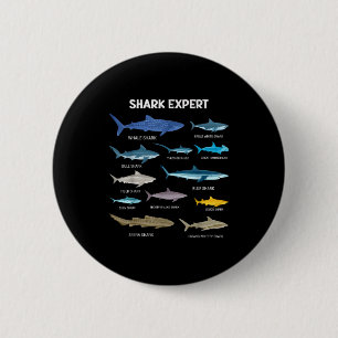 Grappige haaien T-shirt voor mannen oceaan vis kin Ronde Button 5,7 Cm