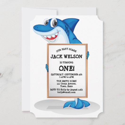 Grappige Haaien Verjaardagsfeest Uitnodiging (Voorkant)