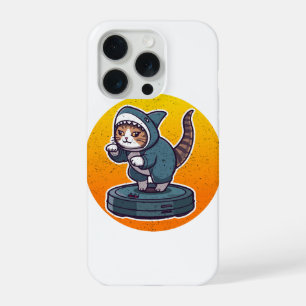 Grappige Haaienkat Op Robotstofzuiger Retro Meme K iPhone 15 Pro Case