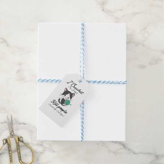 Grappige Haak Quote Garenliefhebber Ontwerp Cadeaulabel (Met Touw)