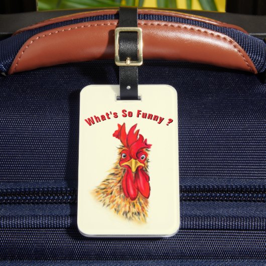 Grappige Haan Bagage Label Cadeau Gepersonaliseerd (Voorkant Insitu 2)