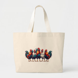 Grappige Haan Boodschappentas met Zonnebril Grote Tote Bag