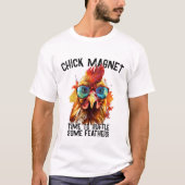Grappige haan chick magneet ruffle sommige veren t-shirt (Voorkant)