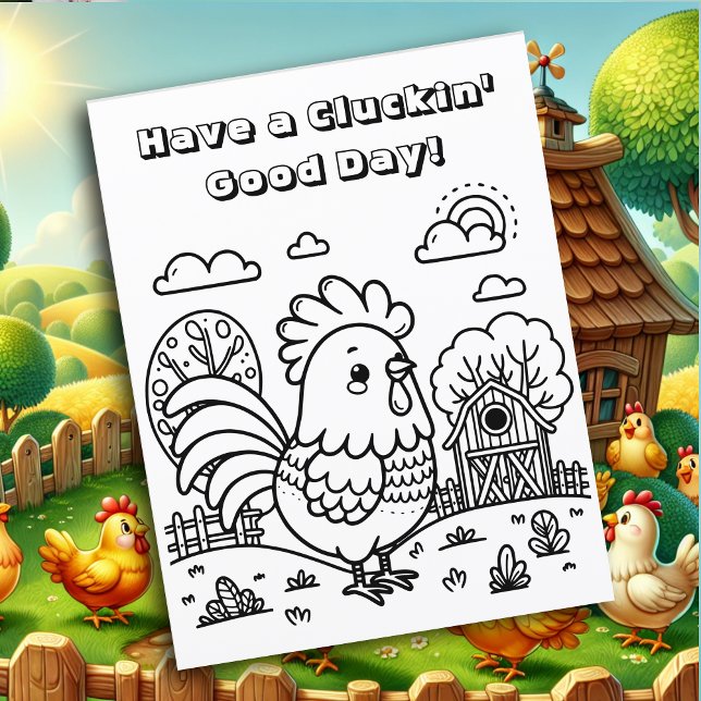 Grappige Haan en Chicken Pun Kleur Me (Creator heeft geüpload)