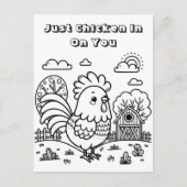 Grappige Haan en Chicken Pun Kleur Me Briefkaart (Voorkant)