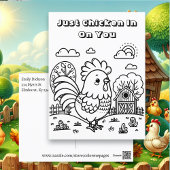 Grappige Haan en Chicken Pun Kleur Me Briefkaart