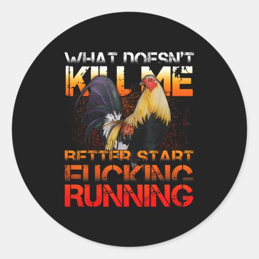 Grappige Haan Gevecht Ronde Sticker (Voorkant)