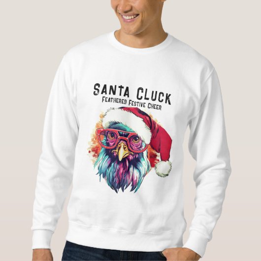 Grappige haan gevederde feestelijke cheer Santa Cl Trui (Voorkant)