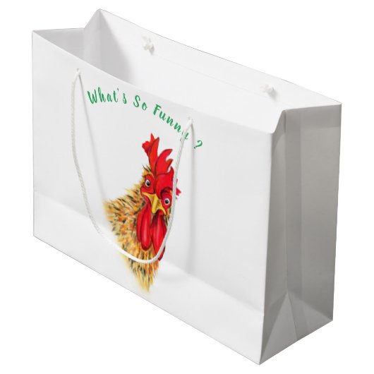 Grappige Haan Gift Bag - aangepaste tekst Groot Cadeauzakje (Voorkant Gekanteld)