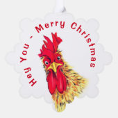 Grappige Haan Kerst Ornament Kaart (Achterkant)