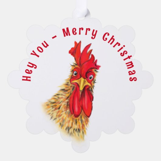 Grappige Haan Kerst Ornament Kaart Custom Text (Achterkant)