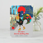 Grappige Haan, Kerstmislichten, Verjaardagspartij Kaart (Staand voorkant)