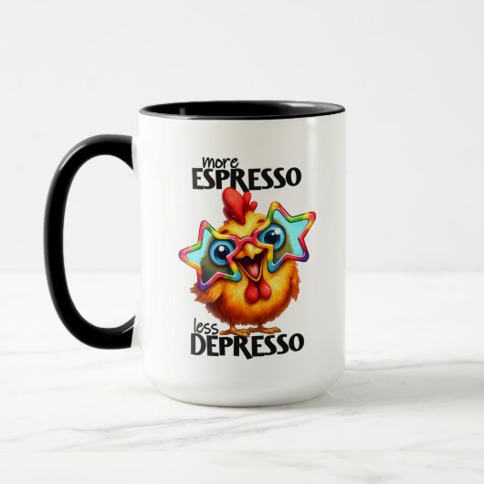 Grappige haan koffie woord art monogram mok (Links)