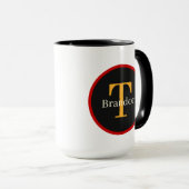 Grappige haan koffie woord art monogram mok (Voorkant rechts)