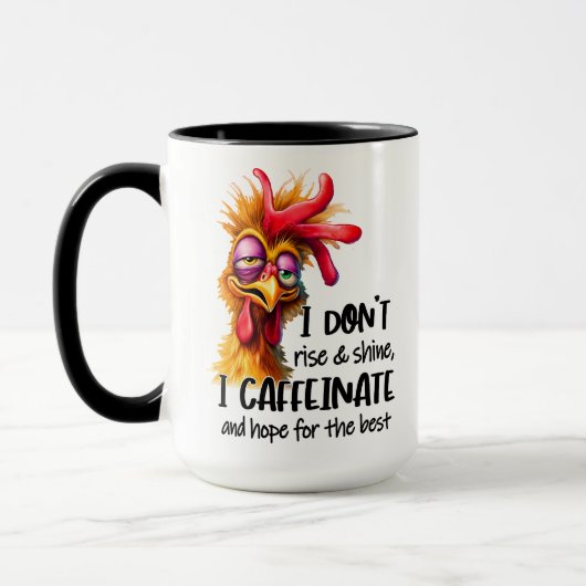 Grappige haan koffie woord art monogram mok (Links)