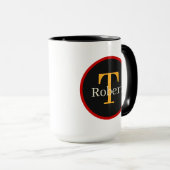 Grappige haan koffie woord art monogram mok (Voorkant rechts)