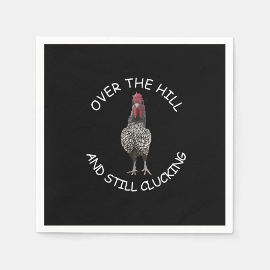 Grappige haan over de heuvel nog steeds kloppend f servet (Voorkant)