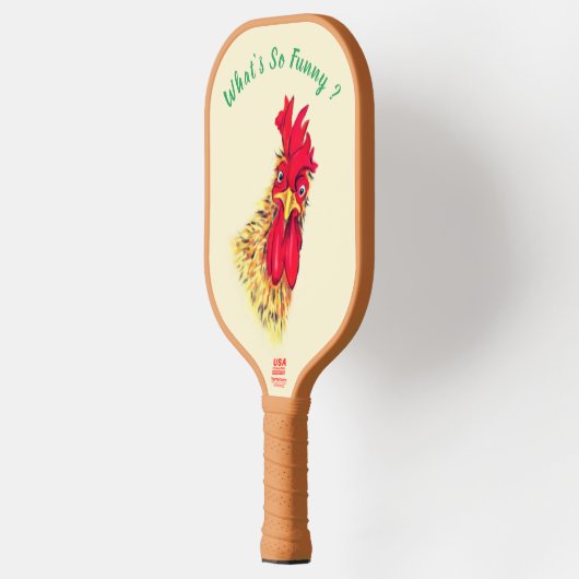 Grappige Haan Pickleball Paddle - aangepaste tekst (Links)