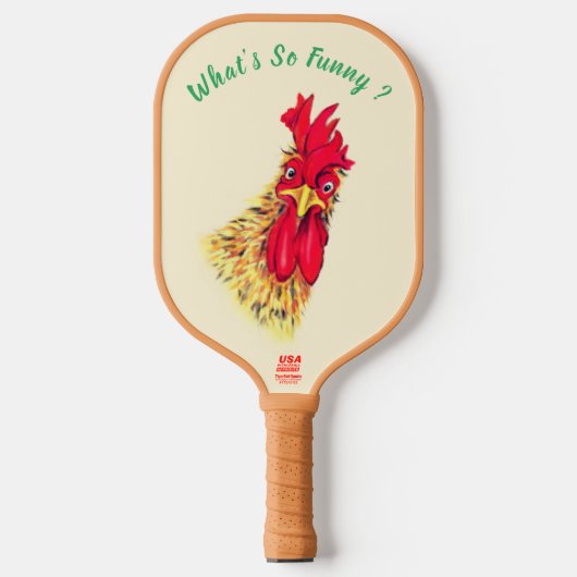 Grappige Haan Pickleball Paddle - aangepaste tekst (Voorkant)