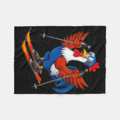 Grappige Haan Ski Avontuur Cartoon Fleece Deken (Voorkant (Horizontaal))