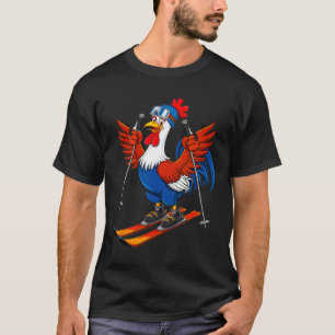 Grappige Haan Ski Avontuur Cartoon T-shirt