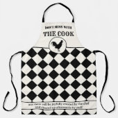 Grappige Haan Zwart en Off-White Schort (Voorkant)