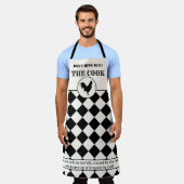 Grappige Haan Zwart en Off-White Schort (Gedragen)