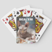 Grappige haarloze Sphynx Cat Deal'em Custom Pokerkaarten (Achterkant)