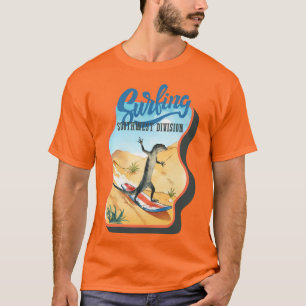 Grappige hagedis die surft in de zomer in de zuidw t-shirt