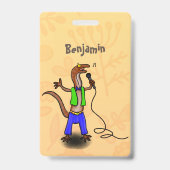 Grappige hagedis die zingt met microfoon cartoon badge (Achterkant)