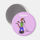 Grappige hagedis die zingt met microfoon cartoon magneet (Voorkant / Achterkant)