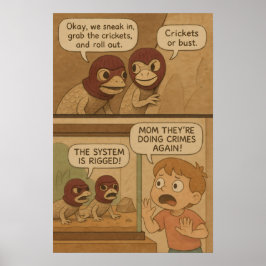 Grappige hagedis misdaad heist comic - krekels of poster