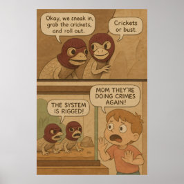 Grappige hagedis misdaad heist comic - krekels of  poster