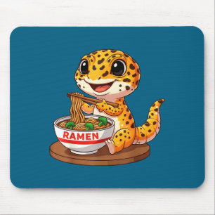 Grappige Hagedis Reptiel Luipaardgekko Eet Ramen J Muismat