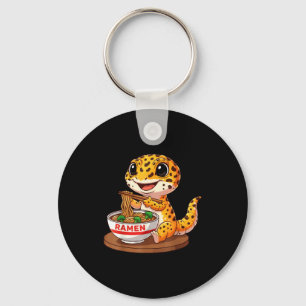 Grappige Hagedis Reptiel Luipaardgekko Eet Ramen J Sleutelhanger