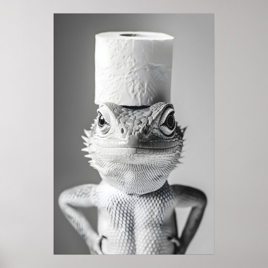 Grappige Hagedis Toiletpapierrol Badkamerprint Poster (Voorkant)