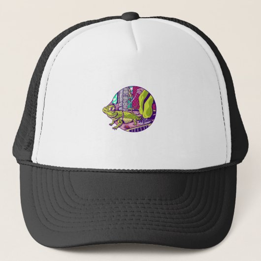 Grappige Hagedis Trucker Pet (Voorkant)