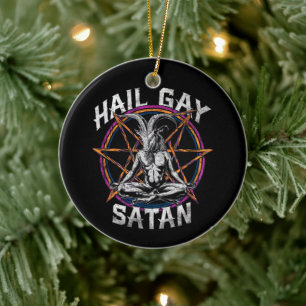 Grappige Hail Gay Satan LGBT Goth Gay Pride Baphom Keramisch Ornament
