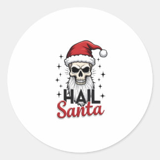 Grappige Hail Santa Claus Schedel Skelet Antichris Ronde Sticker