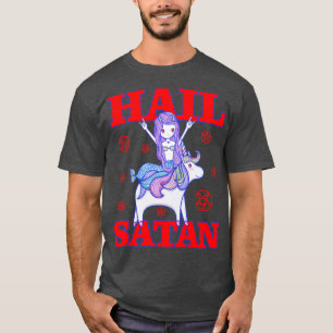 Grappige Hail Satan Eenhoorn Zeemeermin Death Meta T-shirt