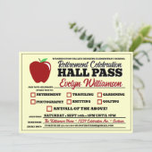 Grappige Hall Pass Leraar Pensioenfeest Kaart (Staand voorkant)